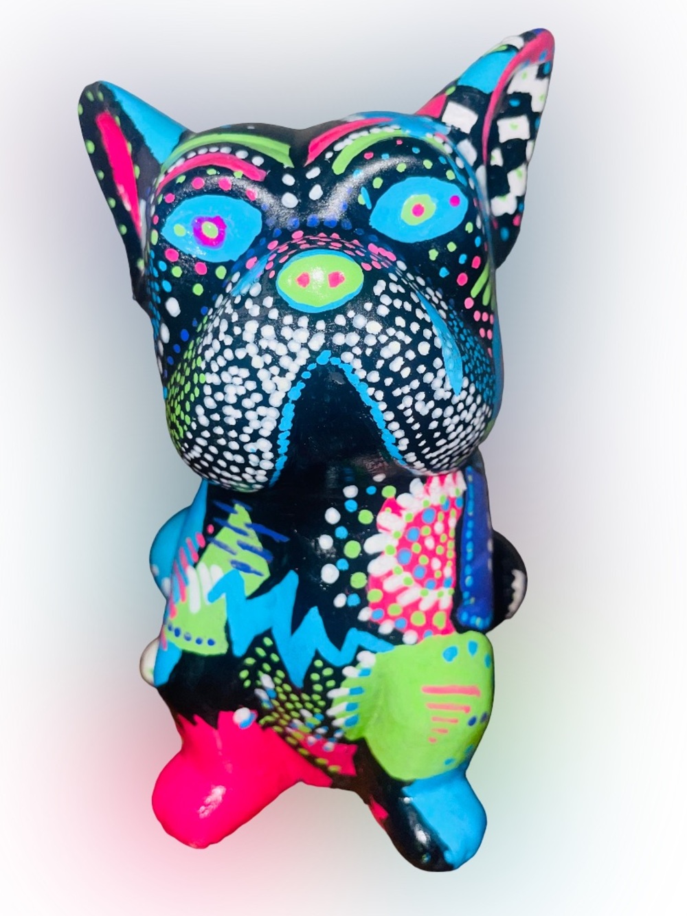 Hand Painted French Bulldog Sculpture One of a Kind Pop Art Dog Figurine